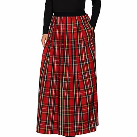 red tartan plaid maxi skirt